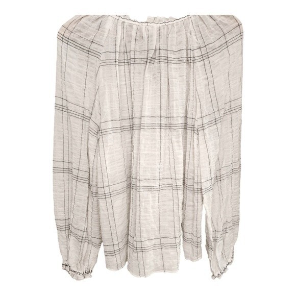 Max Studio White & Black Plaid Long Sleeve Loose Fit Blouse Size L - Picture 3 of 7